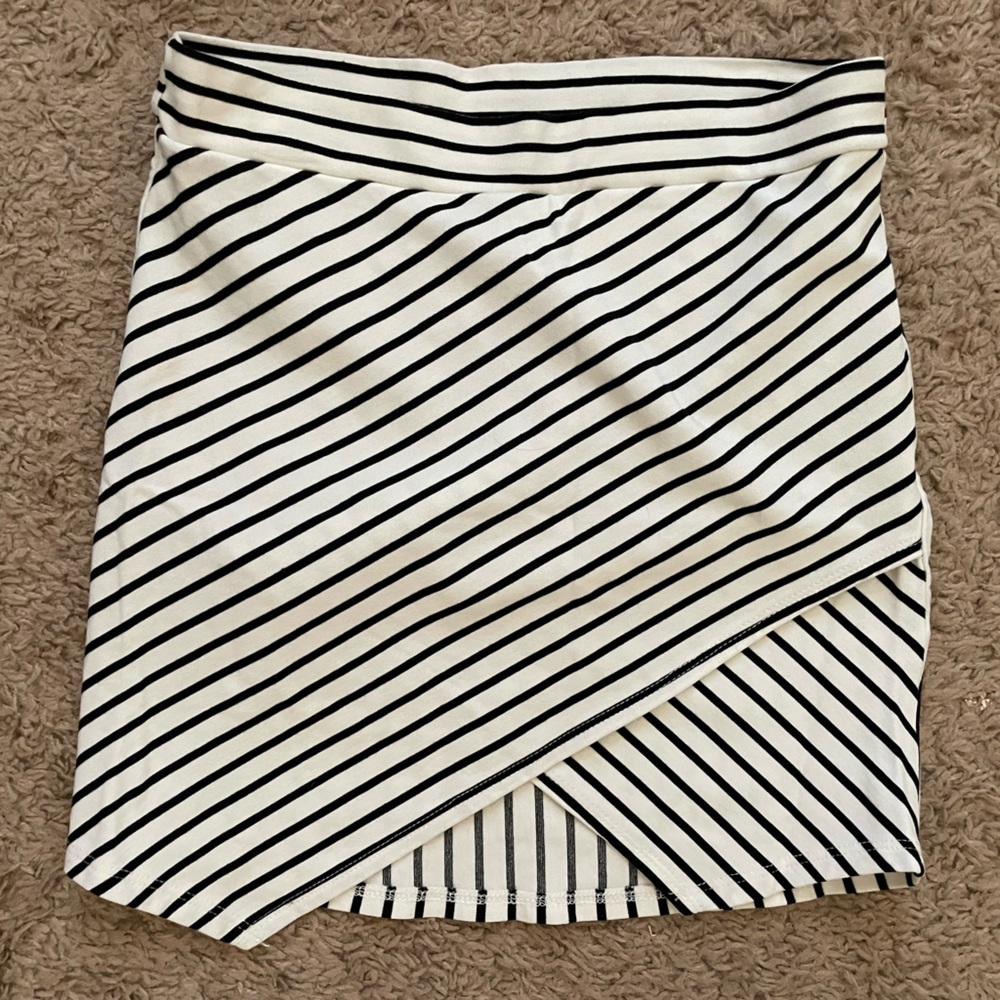 Black Striped Asymmetrical Mini Skirt